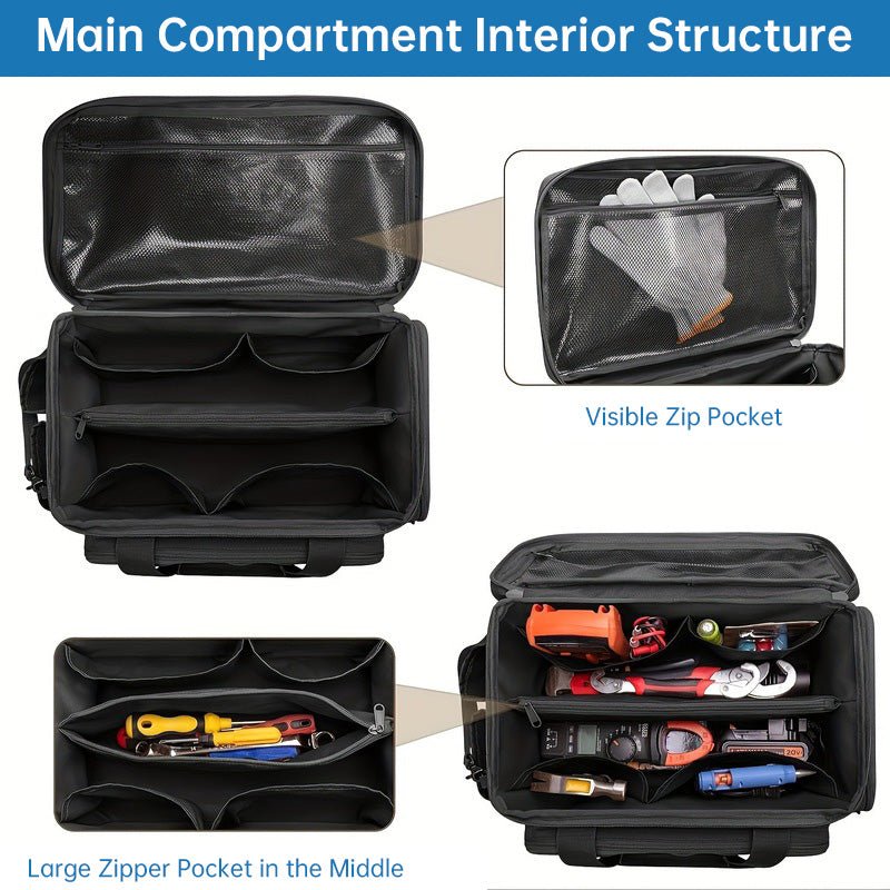 14" Heavy-Duty Tool: 2 Bags + Non-Slip Organizer (for Electricians, Multi-Pocket) - F.MarketE900A7C516154CC184828FE30E141673eprolo14" Heavy-Duty Tool: 2 Bags + Non-Slip Organizer (for Electricians, Multi-Pocket)14" Heavy-Duty Tool: 2 Bags + Non-Slip Organizer (for Electricians, Multi-Pocket)