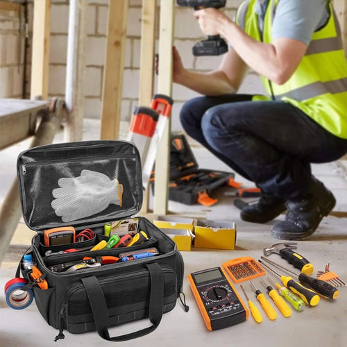 14" Heavy-Duty Tool: 2 Bags + Non-Slip Organizer (for Electricians, Multi-Pocket) - F.MarketE900A7C516154CC184828FE30E141673eprolo14" Heavy-Duty Tool: 2 Bags + Non-Slip Organizer (for Electricians, Multi-Pocket)14" Heavy-Duty Tool: 2 Bags + Non-Slip Organizer (for Electricians, Multi-Pocket)