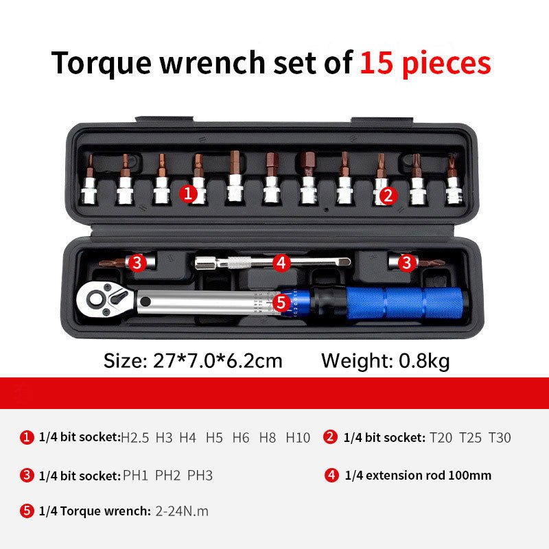 15-Piece Bike Torque Wrench Set, High Precision Preset Torque 2-24Nm Adjustable Ratchet with 1/4 Inch Drive - F.MarketC03F7C234AE645B18A5E633C55533790eprolo15-Piece Bike Torque Wrench Set, High Precision Preset Torque 2-24Nm Adjustable Ratchet with 1/4 Inch Drive15-Piece Bike Torque Wrench Set, High Precision Preset Torque 2-24Nm Adjustable Ratchet with 1/4 Inch Drive