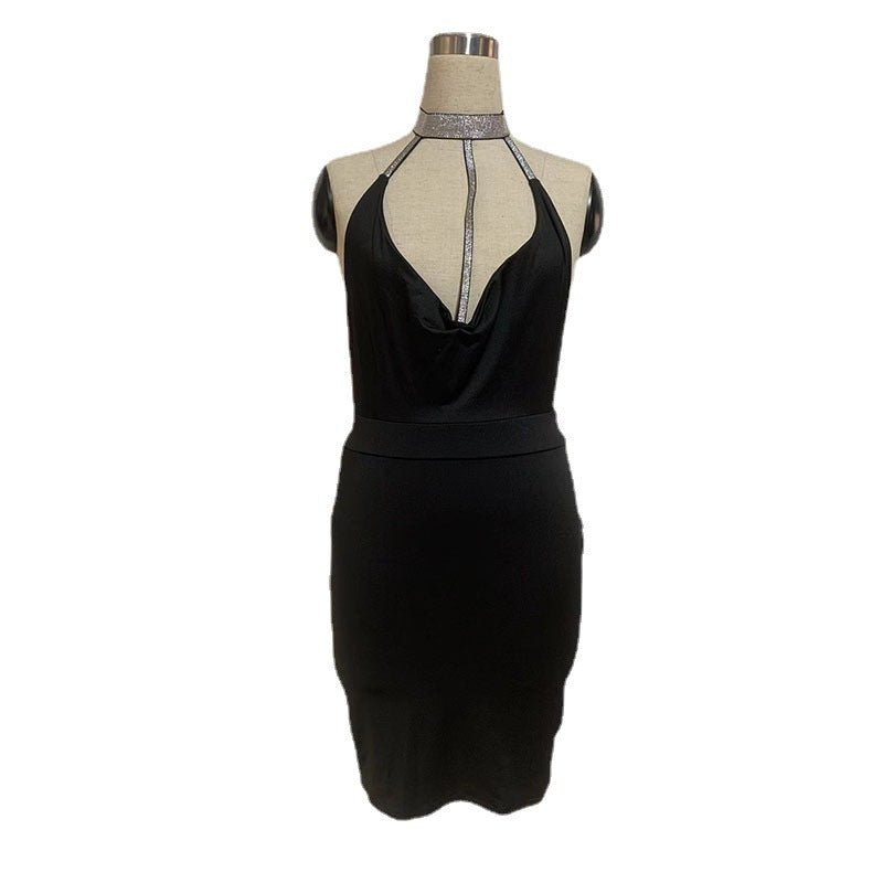 2022 European and American sexy sling jumpsuit hip skirt side slit hot rhinestone low-cut halter tight nightclub skirt in stock - F.MarketKhaki / SF.MarketS2022 European and American sexy sling jumpsuit hip skirt side slit hot rhinestone low-cut halter tight nightclub skirt in stock2022 European and American sexy sling jumpsuit hip skirt side slit hot rhinestone low-cut halter tight nightclub skirt in stock