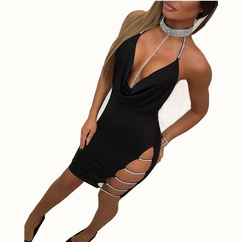 2022 European and American sexy sling jumpsuit hip skirt side slit hot rhinestone low-cut halter tight nightclub skirt in stock - F.MarketKhaki / SF.MarketS2022 European and American sexy sling jumpsuit hip skirt side slit hot rhinestone low-cut halter tight nightclub skirt in stock2022 European and American sexy sling jumpsuit hip skirt side slit hot rhinestone low-cut halter tight nightclub skirt in stock
