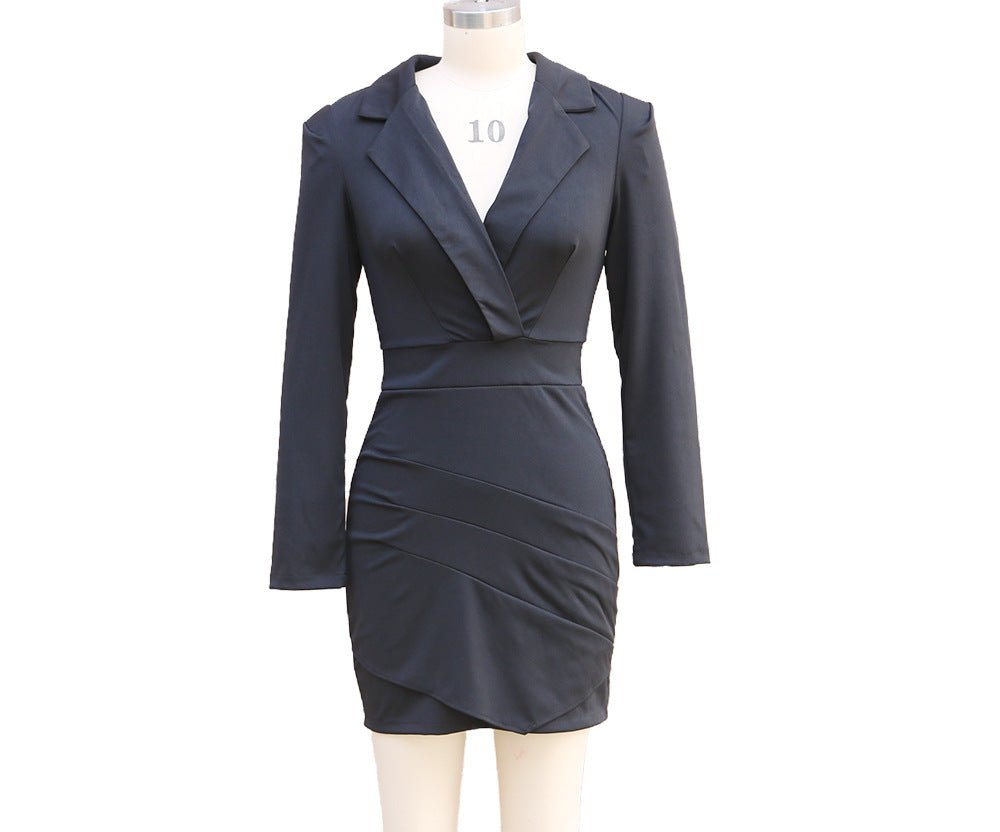 2025 European and American foreign trade women's new long sleeve slim suit collar hip dress cross-border Amazon one-step skirt - F.MarketWhite / SF.MarketS2025 European and American foreign trade women's new long sleeve slim suit collar hip dress cross-border Amazon one-step skirt2025 European and American foreign trade women's new long sleeve slim suit collar hip dress cross-border Amazon one-step skirt