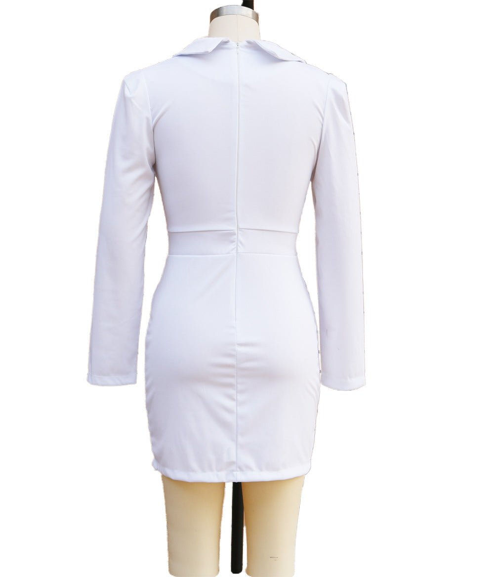 2025 European and American foreign trade women's new long sleeve slim suit collar hip dress cross-border Amazon one-step skirt - F.MarketWhite / SF.MarketS2025 European and American foreign trade women's new long sleeve slim suit collar hip dress cross-border Amazon one-step skirt2025 European and American foreign trade women's new long sleeve slim suit collar hip dress cross-border Amazon one-step skirt