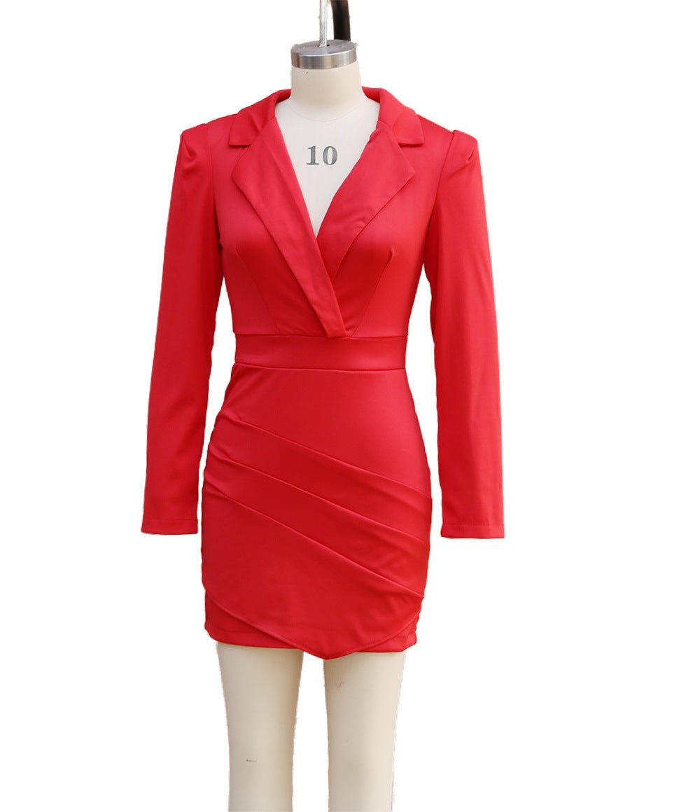 2025 European and American foreign trade women's new long sleeve slim suit collar hip dress cross-border Amazon one-step skirt - F.MarketWhite / SF.MarketS2025 European and American foreign trade women's new long sleeve slim suit collar hip dress cross-border Amazon one-step skirt2025 European and American foreign trade women's new long sleeve slim suit collar hip dress cross-border Amazon one-step skirt