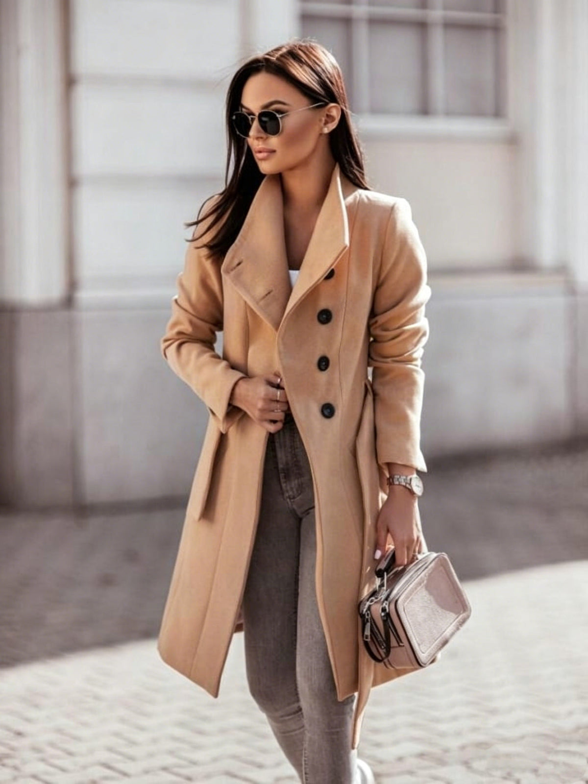 2026 Autumn/Winter European and American New Cross-Border Women's Clothing Amazon Woolen Coat Solid Color Tie-Up Mid-Length Woolen Jacket - F.MarketKhaki / SF.MarketS2026 Autumn/Winter European and American New Cross-Border Women's Clothing Amazon Woolen Coat Solid Color Tie-Up Mid-Length Woolen Jacket2026 Autumn/Winter European and American New Cross-Border Women's Clothing Amazon Woolen Coat Solid Color Tie-Up Mid-Length Woolen Jacket