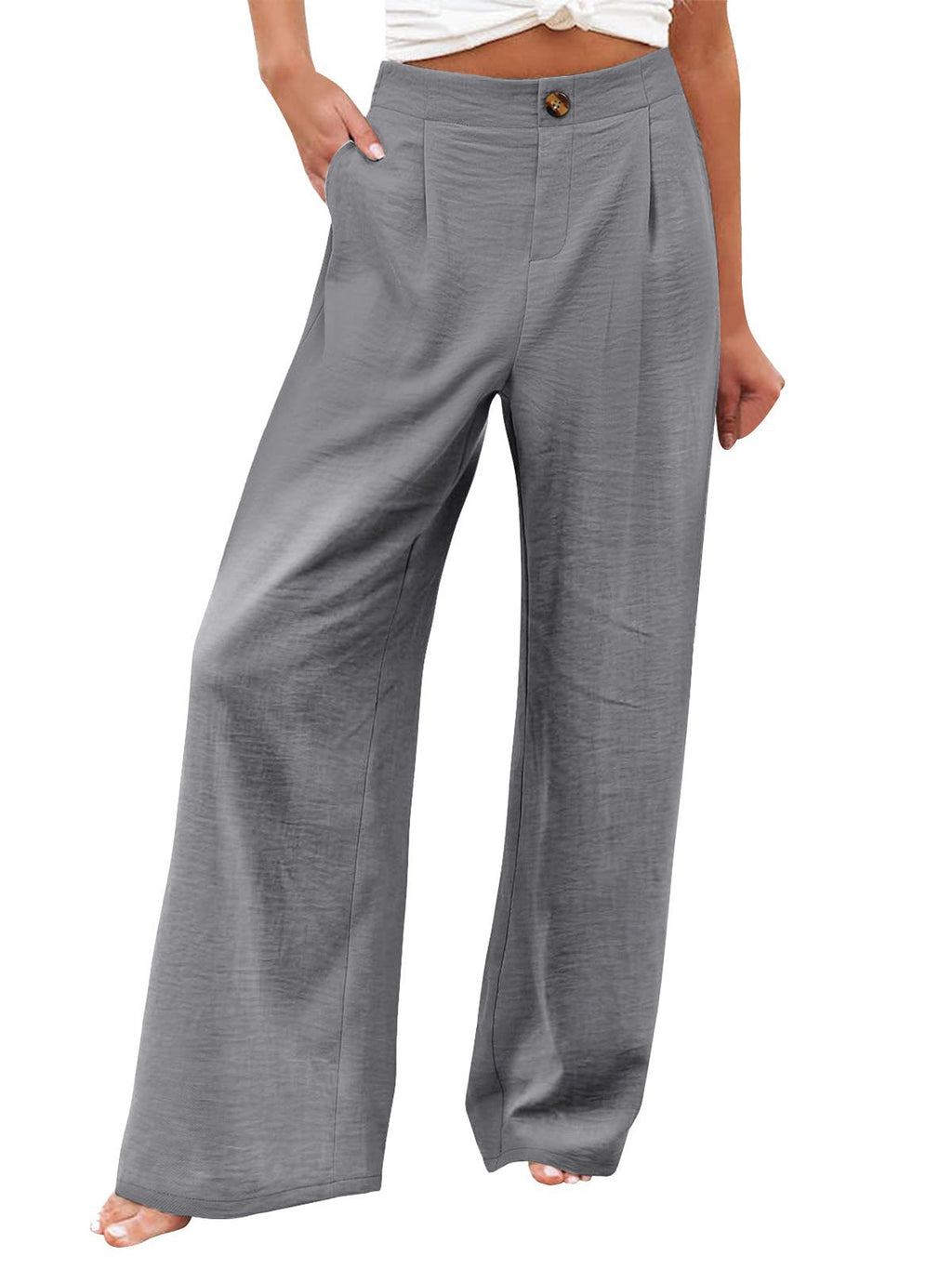 2026 Cross-Border Amazon European and American Summer Comfortable High-Waisted Long Pants with Buttons and Elastic Waist Wide-Leg Pants for Women Casual Straight-Leg Pants - F.MarketWhite / SF.MarketS2026 Cross-Border Amazon European and American Summer Comfortable High-Waisted Long Pants with Buttons and Elastic Waist Wide-Leg Pants for Women Casual Straight-Leg Pants2026 Cross-Border Amazon European and American Summer Comfortable High-Waisted Long Pants with Buttons and Elastic Waist Wide-Leg