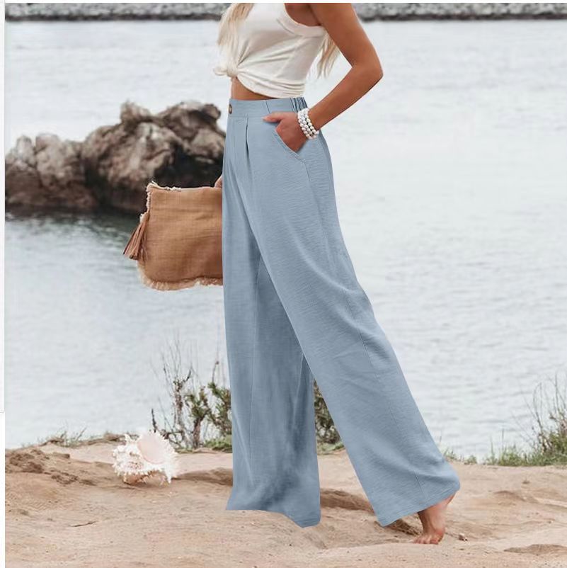 2026 Cross-Border Amazon European and American Summer Comfortable High-Waisted Long Pants with Buttons and Elastic Waist Wide-Leg Pants for Women Casual Straight-Leg Pants - F.MarketWhite / SF.MarketS2026 Cross-Border Amazon European and American Summer Comfortable High-Waisted Long Pants with Buttons and Elastic Waist Wide-Leg Pants for Women Casual Straight-Leg Pants2026 Cross-Border Amazon European and American Summer Comfortable High-Waisted Long Pants with Buttons and Elastic Waist Wide-Leg