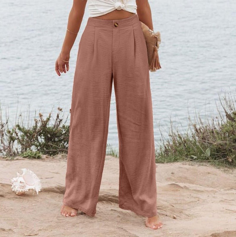 2026 Cross-Border Amazon European and American Summer Comfortable High-Waisted Long Pants with Buttons and Elastic Waist Wide-Leg Pants for Women Casual Straight-Leg Pants - F.MarketWhite / SF.MarketS2026 Cross-Border Amazon European and American Summer Comfortable High-Waisted Long Pants with Buttons and Elastic Waist Wide-Leg Pants for Women Casual Straight-Leg Pants2026 Cross-Border Amazon European and American Summer Comfortable High-Waisted Long Pants with Buttons and Elastic Waist Wide-Leg