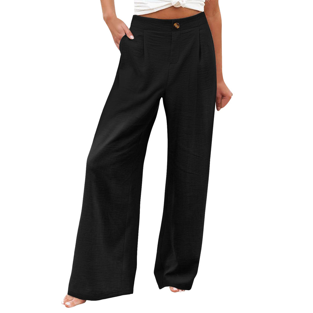 2026 Cross-Border Amazon European and American Summer Comfortable High-Waisted Long Pants with Buttons and Elastic Waist Wide-Leg Pants for Women Casual Straight-Leg Pants - F.MarketWhite / SF.MarketS2026 Cross-Border Amazon European and American Summer Comfortable High-Waisted Long Pants with Buttons and Elastic Waist Wide-Leg Pants for Women Casual Straight-Leg Pants2026 Cross-Border Amazon European and American Summer Comfortable High-Waisted Long Pants with Buttons and Elastic Waist Wide-Leg