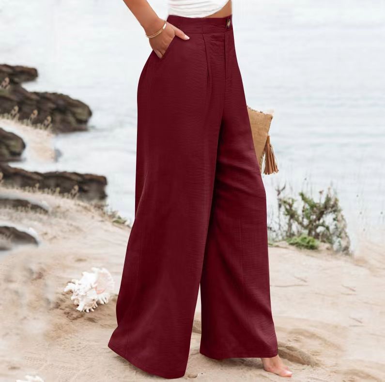2026 Cross-Border Amazon European and American Summer Comfortable High-Waisted Long Pants with Buttons and Elastic Waist Wide-Leg Pants for Women Casual Straight-Leg Pants - F.MarketWhite / SF.MarketS2026 Cross-Border Amazon European and American Summer Comfortable High-Waisted Long Pants with Buttons and Elastic Waist Wide-Leg Pants for Women Casual Straight-Leg Pants2026 Cross-Border Amazon European and American Summer Comfortable High-Waisted Long Pants with Buttons and Elastic Waist Wide-Leg