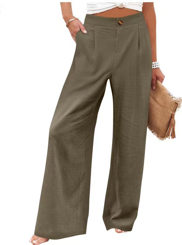 2026 Cross-Border Amazon European and American Summer Comfortable High-Waisted Long Pants with Buttons and Elastic Waist Wide-Leg Pants for Women Casual Straight-Leg Pants - F.MarketWhite / SF.MarketS2026 Cross-Border Amazon European and American Summer Comfortable High-Waisted Long Pants with Buttons and Elastic Waist Wide-Leg Pants for Women Casual Straight-Leg Pants2026 Cross-Border Amazon European and American Summer Comfortable High-Waisted Long Pants with Buttons and Elastic Waist Wide-Leg