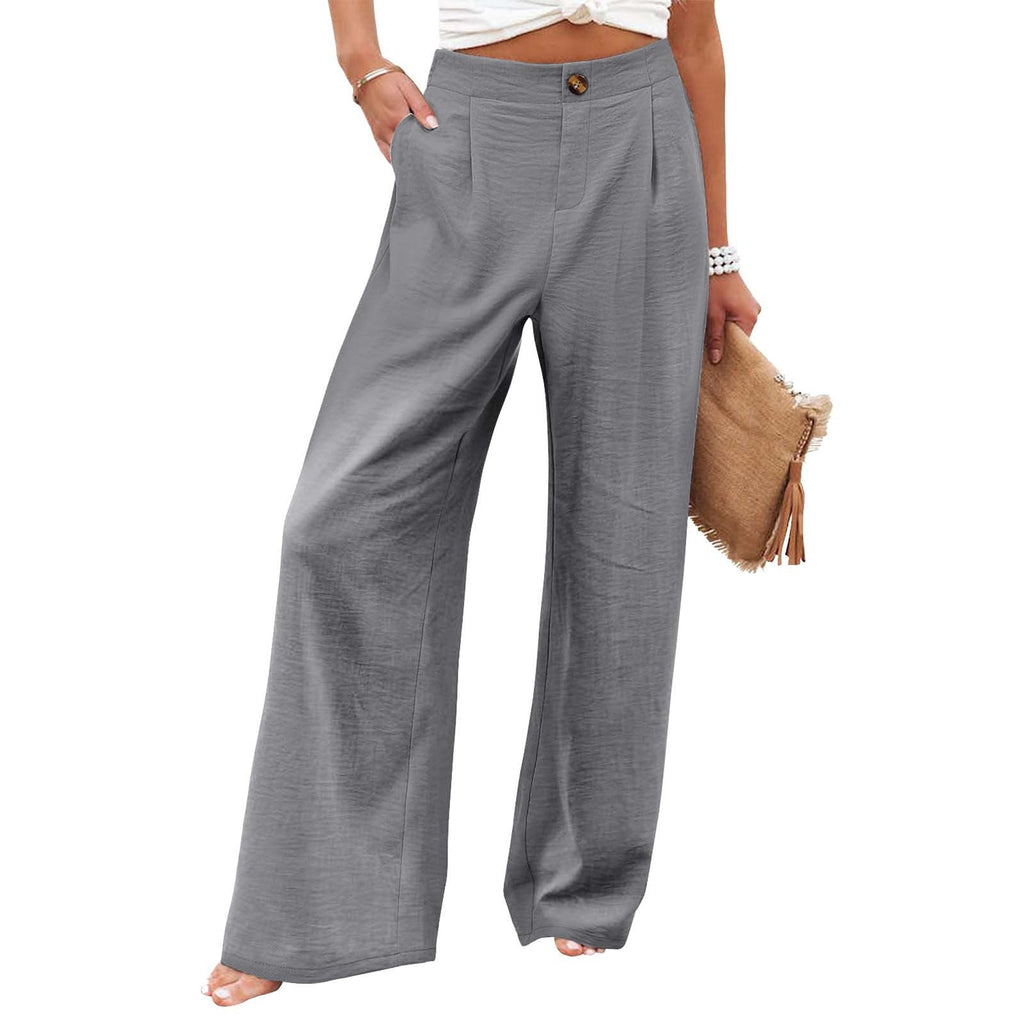2026 Cross-Border Amazon European and American Summer Comfortable High-Waisted Long Pants with Buttons and Elastic Waist Wide-Leg Pants for Women Casual Straight-Leg Pants - F.MarketWhite / SF.MarketS2026 Cross-Border Amazon European and American Summer Comfortable High-Waisted Long Pants with Buttons and Elastic Waist Wide-Leg Pants for Women Casual Straight-Leg Pants2026 Cross-Border Amazon European and American Summer Comfortable High-Waisted Long Pants with Buttons and Elastic Waist Wide-Leg