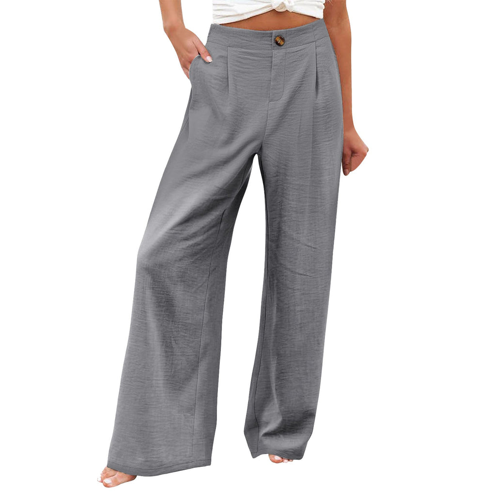 2026 Cross-Border Amazon European and American Summer Comfortable High-Waisted Long Pants with Buttons and Elastic Waist Wide-Leg Pants for Women Casual Straight-Leg Pants - F.MarketWhite / SF.MarketS2026 Cross-Border Amazon European and American Summer Comfortable High-Waisted Long Pants with Buttons and Elastic Waist Wide-Leg Pants for Women Casual Straight-Leg Pants2026 Cross-Border Amazon European and American Summer Comfortable High-Waisted Long Pants with Buttons and Elastic Waist Wide-Leg