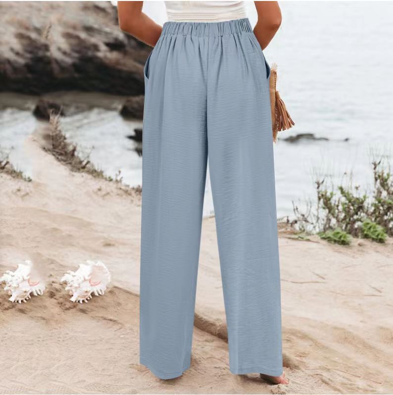 2026 Cross-Border Amazon European and American Summer Comfortable High-Waisted Long Pants with Buttons and Elastic Waist Wide-Leg Pants for Women Casual Straight-Leg Pants - F.MarketWhite / SF.MarketS2026 Cross-Border Amazon European and American Summer Comfortable High-Waisted Long Pants with Buttons and Elastic Waist Wide-Leg Pants for Women Casual Straight-Leg Pants2026 Cross-Border Amazon European and American Summer Comfortable High-Waisted Long Pants with Buttons and Elastic Waist Wide-Leg
