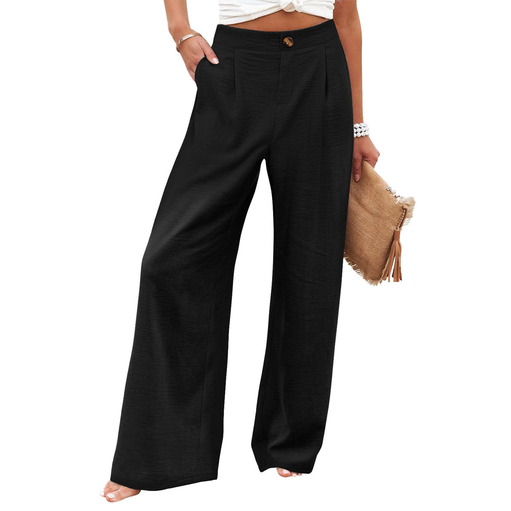 2026 Cross-Border Amazon European and American Summer Comfortable High-Waisted Long Pants with Buttons and Elastic Waist Wide-Leg Pants for Women Casual Straight-Leg Pants - F.MarketWhite / SF.MarketS2026 Cross-Border Amazon European and American Summer Comfortable High-Waisted Long Pants with Buttons and Elastic Waist Wide-Leg Pants for Women Casual Straight-Leg Pants2026 Cross-Border Amazon European and American Summer Comfortable High-Waisted Long Pants with Buttons and Elastic Waist Wide-Leg