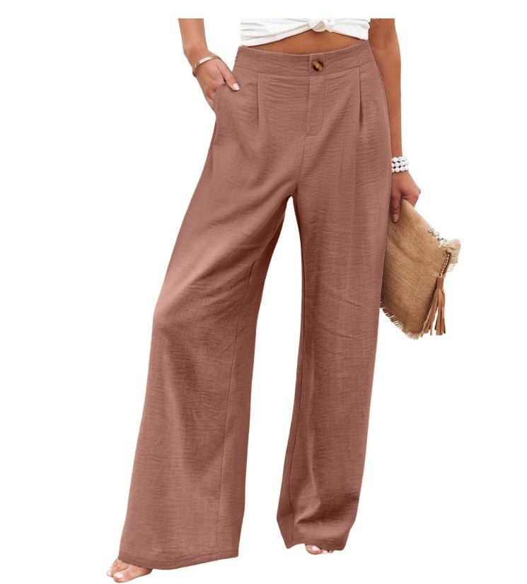 2026 Cross-Border Amazon European and American Summer Comfortable High-Waisted Long Pants with Buttons and Elastic Waist Wide-Leg Pants for Women Casual Straight-Leg Pants - F.MarketWhite / SF.MarketS2026 Cross-Border Amazon European and American Summer Comfortable High-Waisted Long Pants with Buttons and Elastic Waist Wide-Leg Pants for Women Casual Straight-Leg Pants2026 Cross-Border Amazon European and American Summer Comfortable High-Waisted Long Pants with Buttons and Elastic Waist Wide-Leg