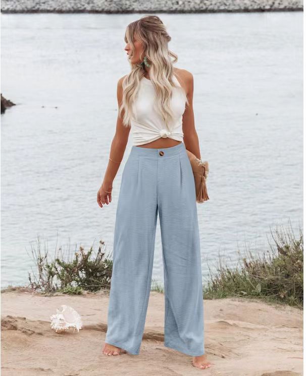 2026 Cross-Border Amazon European and American Summer Comfortable High-Waisted Long Pants with Buttons and Elastic Waist Wide-Leg Pants for Women Casual Straight-Leg Pants - F.MarketWhite / SF.MarketS2026 Cross-Border Amazon European and American Summer Comfortable High-Waisted Long Pants with Buttons and Elastic Waist Wide-Leg Pants for Women Casual Straight-Leg Pants2026 Cross-Border Amazon European and American Summer Comfortable High-Waisted Long Pants with Buttons and Elastic Waist Wide-Leg
