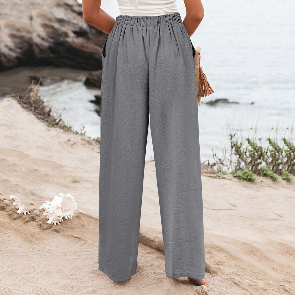 2026 Cross-Border Amazon European and American Summer Comfortable High-Waisted Long Pants with Buttons and Elastic Waist Wide-Leg Pants for Women Casual Straight-Leg Pants - F.MarketWhite / SF.MarketS2026 Cross-Border Amazon European and American Summer Comfortable High-Waisted Long Pants with Buttons and Elastic Waist Wide-Leg Pants for Women Casual Straight-Leg Pants2026 Cross-Border Amazon European and American Summer Comfortable High-Waisted Long Pants with Buttons and Elastic Waist Wide-Leg