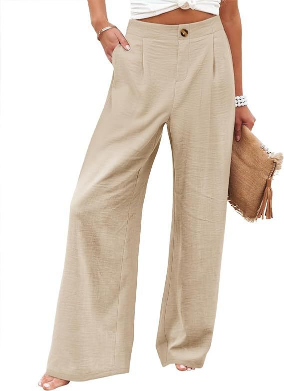 2026 Cross-Border Amazon European and American Summer Comfortable High-Waisted Long Pants with Buttons and Elastic Waist Wide-Leg Pants for Women Casual Straight-Leg Pants - F.MarketWhite / SF.MarketS2026 Cross-Border Amazon European and American Summer Comfortable High-Waisted Long Pants with Buttons and Elastic Waist Wide-Leg Pants for Women Casual Straight-Leg Pants2026 Cross-Border Amazon European and American Summer Comfortable High-Waisted Long Pants with Buttons and Elastic Waist Wide-Leg