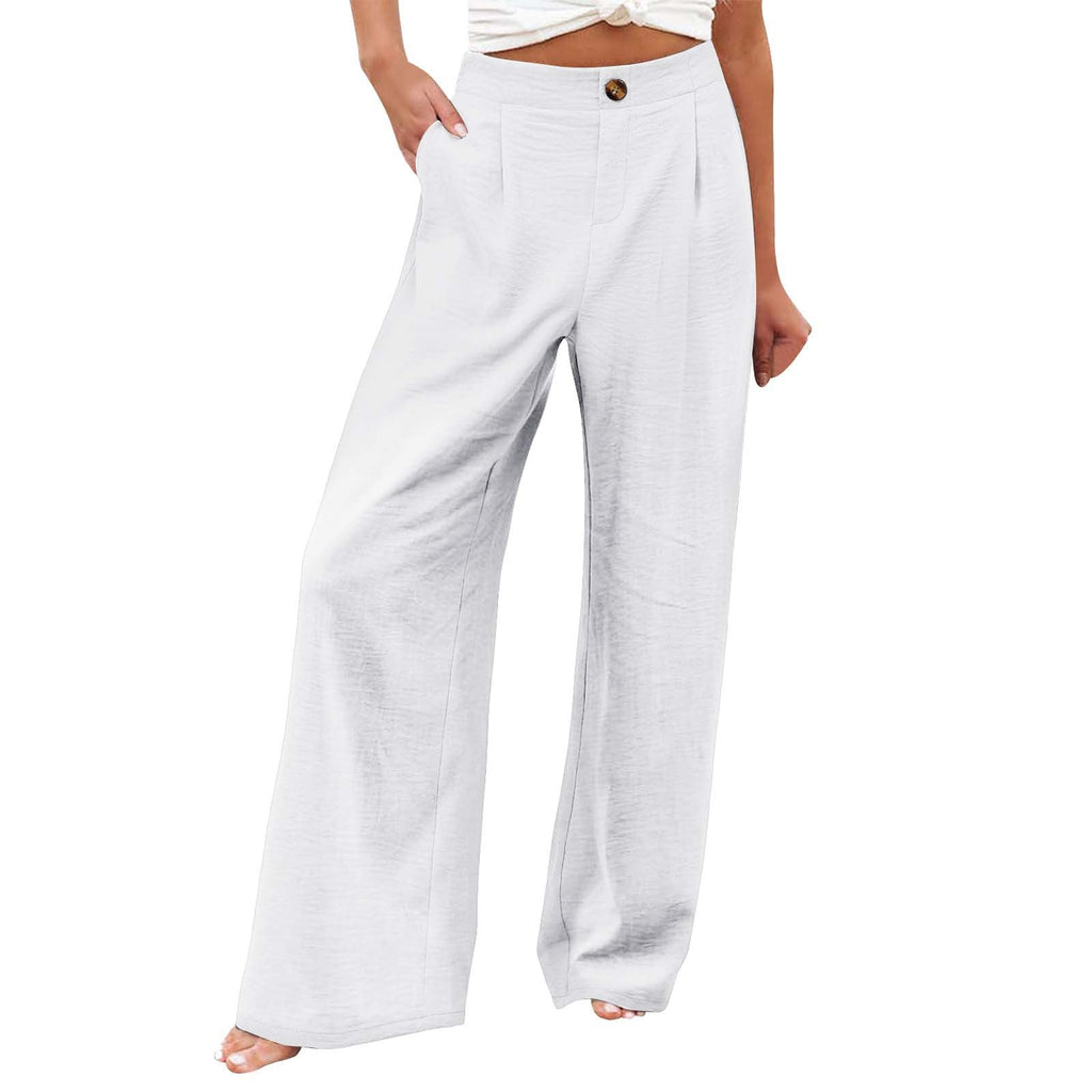 2026 Cross-Border Amazon European and American Summer Comfortable High-Waisted Long Pants with Buttons and Elastic Waist Wide-Leg Pants for Women Casual Straight-Leg Pants - F.MarketWhite / SF.MarketS2026 Cross-Border Amazon European and American Summer Comfortable High-Waisted Long Pants with Buttons and Elastic Waist Wide-Leg Pants for Women Casual Straight-Leg Pants2026 Cross-Border Amazon European and American Summer Comfortable High-Waisted Long Pants with Buttons and Elastic Waist Wide-Leg