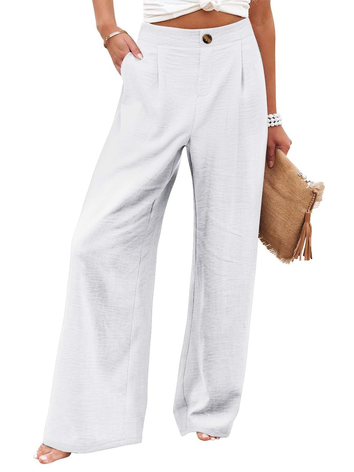 2026 Cross-Border Amazon European and American Summer Comfortable High-Waisted Long Pants with Buttons and Elastic Waist Wide-Leg Pants for Women Casual Straight-Leg Pants - F.MarketWhite / SF.MarketS2026 Cross-Border Amazon European and American Summer Comfortable High-Waisted Long Pants with Buttons and Elastic Waist Wide-Leg Pants for Women Casual Straight-Leg Pants2026 Cross-Border Amazon European and American Summer Comfortable High-Waisted Long Pants with Buttons and Elastic Waist Wide-Leg