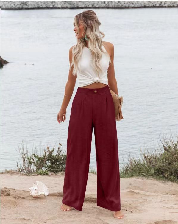 2026 Cross-Border Amazon European and American Summer Comfortable High-Waisted Long Pants with Buttons and Elastic Waist Wide-Leg Pants for Women Casual Straight-Leg Pants - F.MarketWhite / SF.MarketS2026 Cross-Border Amazon European and American Summer Comfortable High-Waisted Long Pants with Buttons and Elastic Waist Wide-Leg Pants for Women Casual Straight-Leg Pants2026 Cross-Border Amazon European and American Summer Comfortable High-Waisted Long Pants with Buttons and Elastic Waist Wide-Leg