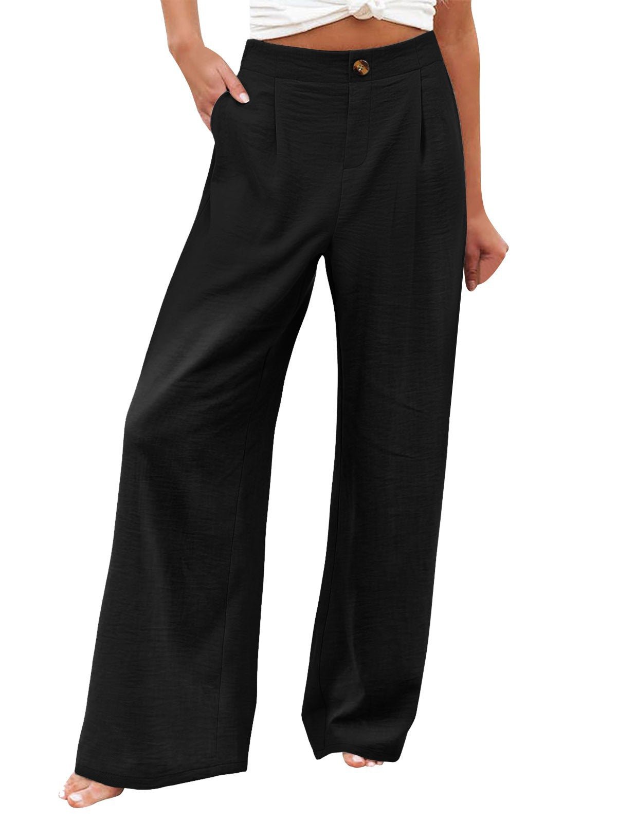 2026 Cross-Border Amazon European and American Summer Comfortable High-Waisted Long Pants with Buttons and Elastic Waist Wide-Leg Pants for Women Casual Straight-Leg Pants - F.MarketWhite / SF.MarketS2026 Cross-Border Amazon European and American Summer Comfortable High-Waisted Long Pants with Buttons and Elastic Waist Wide-Leg Pants for Women Casual Straight-Leg Pants2026 Cross-Border Amazon European and American Summer Comfortable High-Waisted Long Pants with Buttons and Elastic Waist Wide-Leg