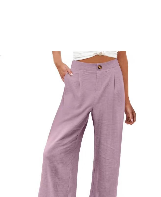 2026 Cross-Border Amazon European and American Summer Comfortable High-Waisted Long Pants with Buttons and Elastic Waist Wide-Leg Pants for Women Casual Straight-Leg Pants - F.Marketpink / SF.MarketS2026 Cross-Border Amazon European and American Summer Comfortable High-Waisted Long Pants with Buttons and Elastic Waist Wide-Leg Pants for Women Casual Straight-Leg Pants2026 Cross-Border Amazon European and American Summer Comfortable High-Waisted Long Pants with Buttons and Elastic Waist Wide-Leg 