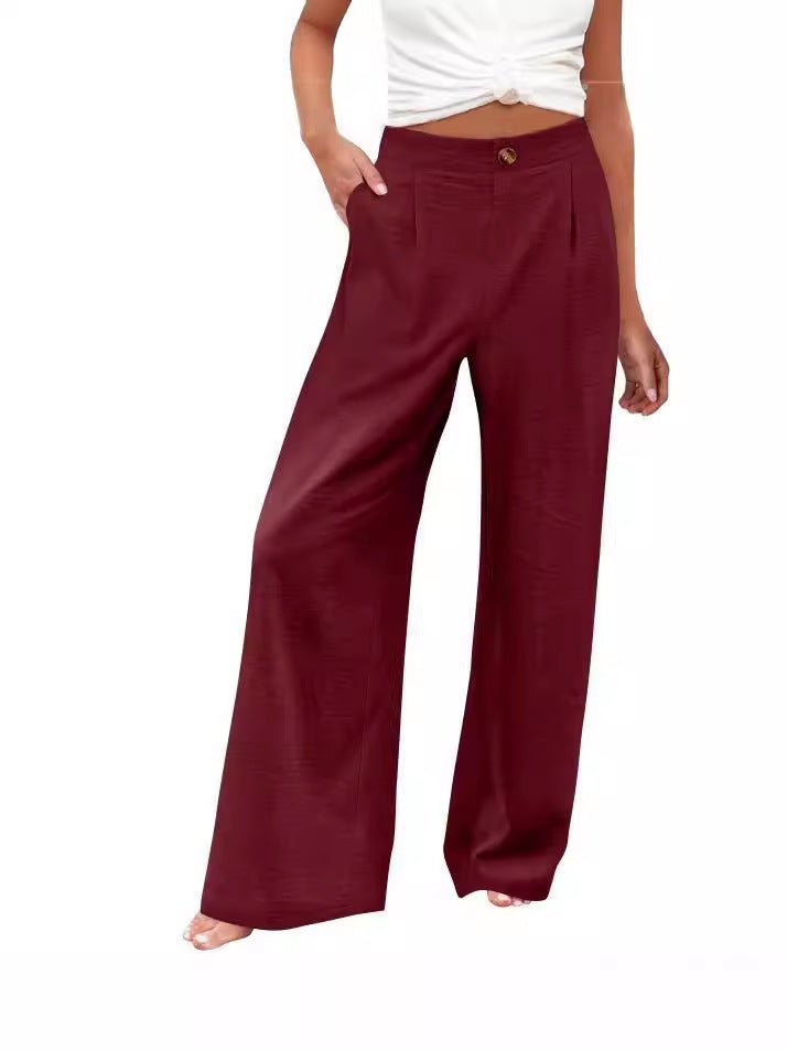2026 Cross-Border Amazon European and American Summer Comfortable High-Waisted Long Pants with Buttons and Elastic Waist Wide-Leg Pants for Women Casual Straight-Leg Pants - F.MarketWhite / SF.MarketS2026 Cross-Border Amazon European and American Summer Comfortable High-Waisted Long Pants with Buttons and Elastic Waist Wide-Leg Pants for Women Casual Straight-Leg Pants2026 Cross-Border Amazon European and American Summer Comfortable High-Waisted Long Pants with Buttons and Elastic Waist Wide-Leg