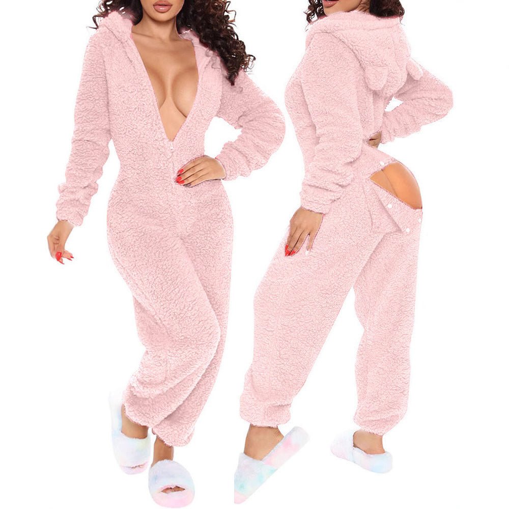 80223 European and American Cross-Border New Style One-Piece Loungewear Sexy Open-Back Women's Long-Sleeve Jumpsuit with Hood Cute Furry - F.MarketS / Maximum size is 800g, shipped on the same day as the order is placedF.MarketS80223 European and American Cross-Border New Style One-Piece Loungewear Sexy Open-Back Women's Long-Sleeve Jumpsuit with Hood Cute Furry80223 European and American Cross-Border New Style One-Piece Loungewear Sexy Open-Back Women's Long-Sleeve Jumpsuit with Hood Cute Furry
