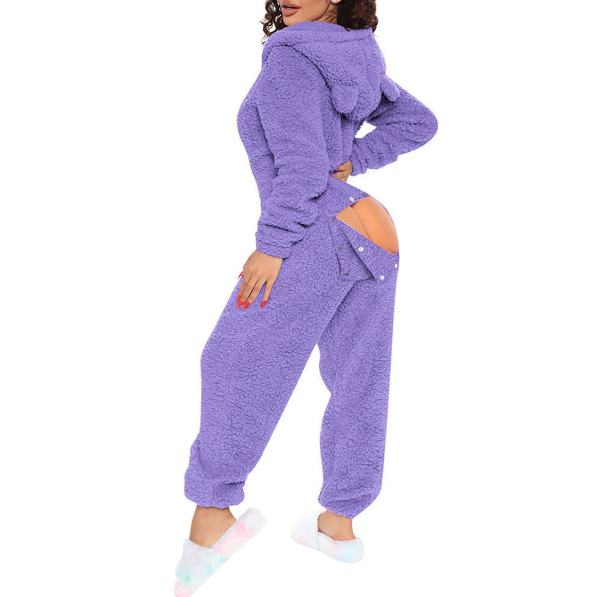 80223 European and American Cross-Border New Style One-Piece Loungewear Sexy Open-Back Women's Long-Sleeve Jumpsuit with Hood Cute Furry - F.MarketS / PurpleF.MarketS80223 European and American Cross-Border New Style One-Piece Loungewear Sexy Open-Back Women's Long-Sleeve Jumpsuit with Hood Cute Furry80223 European and American Cross-Border New Style One-Piece Loungewear Sexy Open-Back Women's Long-Sleeve Jumpsuit with Hood Cute Furry