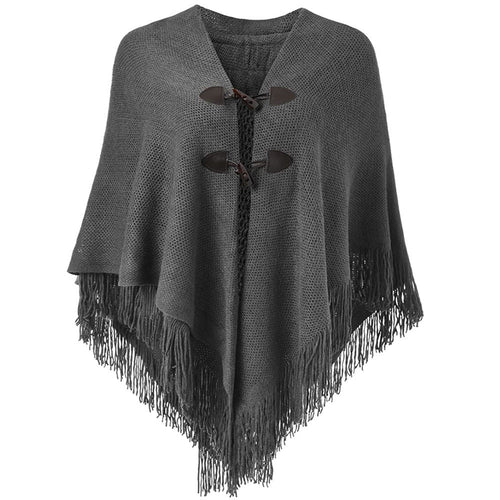 Autumn and Winter New Shawl Cloak Tassel Horn Button Pure Color Asymmetrical Double Layer Tassel Cloak Shawl Warm and Thickeneded - F.MarketRed / 120cmF.Market120cmAutumn and Winter New Shawl Cloak Tassel Horn Button Pure Color Asymmetrical Double Layer Tassel Cloak Shawl Warm and ThickenededAutumn and Winter New Shawl Cloak Tassel Horn Button Pure Color Asymmetrical Double Layer Tassel Cloak Shawl Warm and Thickeneded