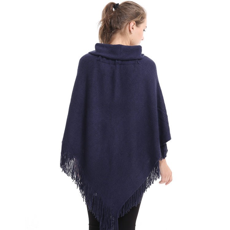 Autumn and Winter New Shawl Cloak Tassel Horn Button Pure Color Asymmetrical Double Layer Tassel Cloak Shawl Warm and Thickeneded - F.MarketRed / 120cmF.Market120cmAutumn and Winter New Shawl Cloak Tassel Horn Button Pure Color Asymmetrical Double Layer Tassel Cloak Shawl Warm and ThickenededAutumn and Winter New Shawl Cloak Tassel Horn Button Pure Color Asymmetrical Double Layer Tassel Cloak Shawl Warm and Thickeneded