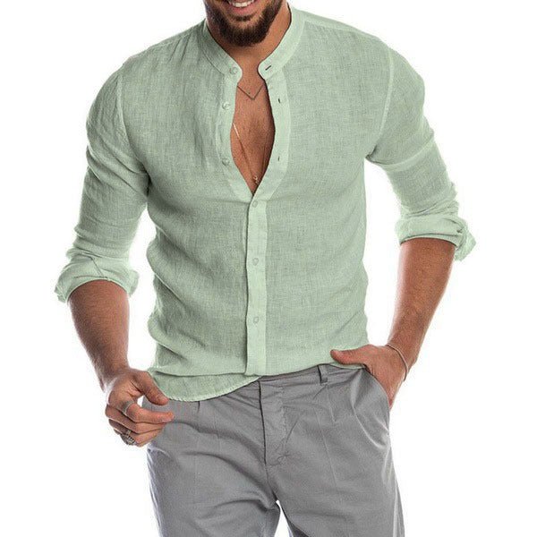 Casual Linen Long Sleeve Shirt for Men with Stand Collar and V-Neck, Autumn/Winter New Style - F.Market873AF78C514740E88E7A208D89648831eproloSCasual Linen Long Sleeve Shirt for Men with Stand Collar and V-Neck, Autumn/Winter New StyleCasual Linen Long Sleeve Shirt for Men with Stand Collar and V-Neck, Autumn/Winter New Style