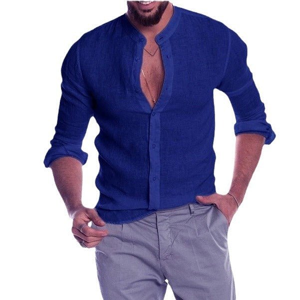 Casual Linen Long Sleeve Shirt for Men with Stand Collar and V-Neck, Autumn/Winter New Style - F.MarketCC0EE378C8BD4858A50CC4E7CE365AC3eproloSCasual Linen Long Sleeve Shirt for Men with Stand Collar and V-Neck, Autumn/Winter New StyleCasual Linen Long Sleeve Shirt for Men with Stand Collar and V-Neck, Autumn/Winter New Style