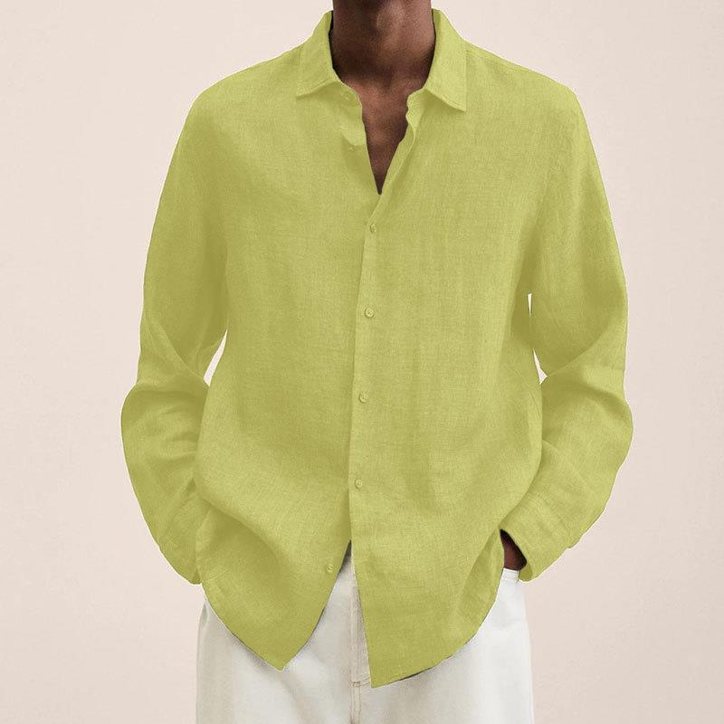 Casual Long Sleeve V-Neck Loose Button-Up Linen Cotton Shirt for Men - F.MarketA5CC32EB263E489BABEA7EA64754CFFEeproloMCasual Long Sleeve V-Neck Loose Button-Up Linen Cotton Shirt for MenCasual Long Sleeve V-Neck Loose Button-Up Linen Cotton Shirt for Men