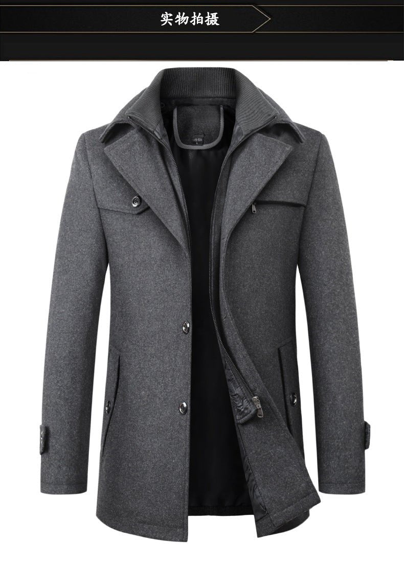 Cross-border Autumn and Winter Double Collar Wool Coat Men's Coat Casual Mid-length cotton and thickening Men's Plus Size - F.MarketRed / M/170F.MarketM/170Cross-border Autumn and Winter Double Collar Wool Coat Men's Coat Casual Mid-length cotton and thickening Men's Plus SizeCross-border Autumn and Winter Double Collar Wool Coat Men's Coat Casual Mid-length cotton and thickening Men's Plus Size