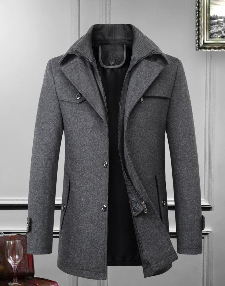 Cross-border Autumn and Winter Double Collar Wool Coat Men's Coat Casual Mid-length cotton and thickening Men's Plus Size - F.MarketRed / M/170F.MarketM/170Cross-border Autumn and Winter Double Collar Wool Coat Men's Coat Casual Mid-length cotton and thickening Men's Plus SizeCross-border Autumn and Winter Double Collar Wool Coat Men's Coat Casual Mid-length cotton and thickening Men's Plus Size