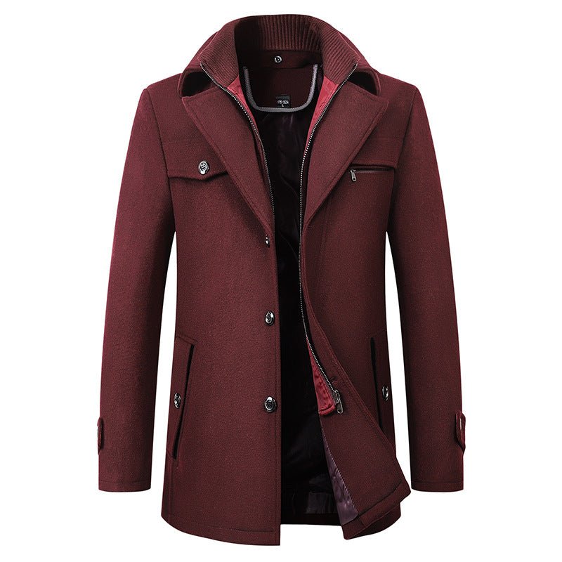 Cross-border Autumn and Winter Double Collar Wool Coat Men's Coat Casual Mid-length cotton and thickening Men's Plus Size - F.MarketRed / M/170F.MarketM/170Cross-border Autumn and Winter Double Collar Wool Coat Men's Coat Casual Mid-length cotton and thickening Men's Plus SizeCross-border Autumn and Winter Double Collar Wool Coat Men's Coat Casual Mid-length cotton and thickening Men's Plus Size
