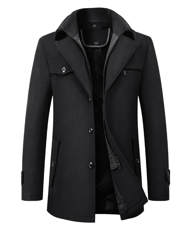 Cross-border Autumn and Winter Double Collar Wool Coat Men's Coat Casual Mid-length cotton and thickening Men's Plus Size - F.MarketRed / M/170F.MarketM/170Cross-border Autumn and Winter Double Collar Wool Coat Men's Coat Casual Mid-length cotton and thickening Men's Plus SizeCross-border Autumn and Winter Double Collar Wool Coat Men's Coat Casual Mid-length cotton and thickening Men's Plus Size