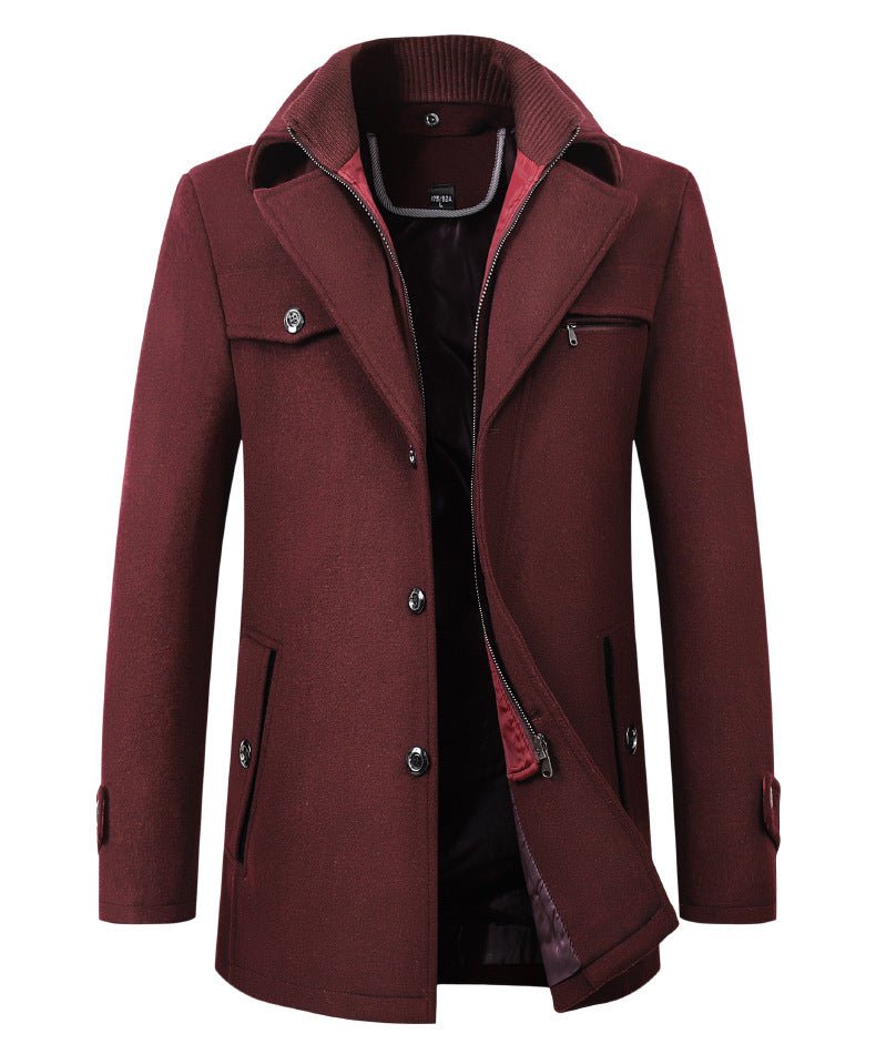 Cross-border Autumn and Winter Double Collar Wool Coat Men's Coat Casual Mid-length cotton and thickening Men's Plus Size - F.MarketRed / M/170F.MarketM/170Cross-border Autumn and Winter Double Collar Wool Coat Men's Coat Casual Mid-length cotton and thickening Men's Plus SizeCross-border Autumn and Winter Double Collar Wool Coat Men's Coat Casual Mid-length cotton and thickening Men's Plus Size