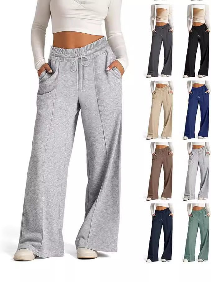 Cross-Border Export Amazon Temu2024 Spring and Summer European and American Style Pure Color Casual Wide-Leg Drawstring Elastic Waist Sweatpants - F.MarketDark gray / SF.MarketSCross-Border Export Amazon Temu2024 Spring and Summer European and American Style Pure Color Casual Wide-Leg Drawstring Elastic Waist SweatpantsCross-Border Export Amazon Temu2024 Spring and Summer European and American Style Pure Color Casual Wide-Leg Drawstring Elastic Waist Sweatpants