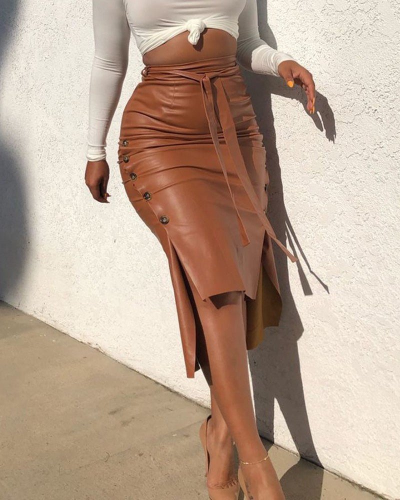 Cross-border foreign trade European and American leather skirt Amazon women's clothing hot sale split slim mid-length hip half PU skirt generation hair - F.MarketCAMEL / XXLF.MarketXXLCross-border foreign trade European and American leather skirt Amazon women's clothing hot sale split slim mid-length hip half PU skirt generation hairCross-border foreign trade European and American leather skirt Amazon women's clothing hot sale split slim mid-length hip half PU skirt generation hair