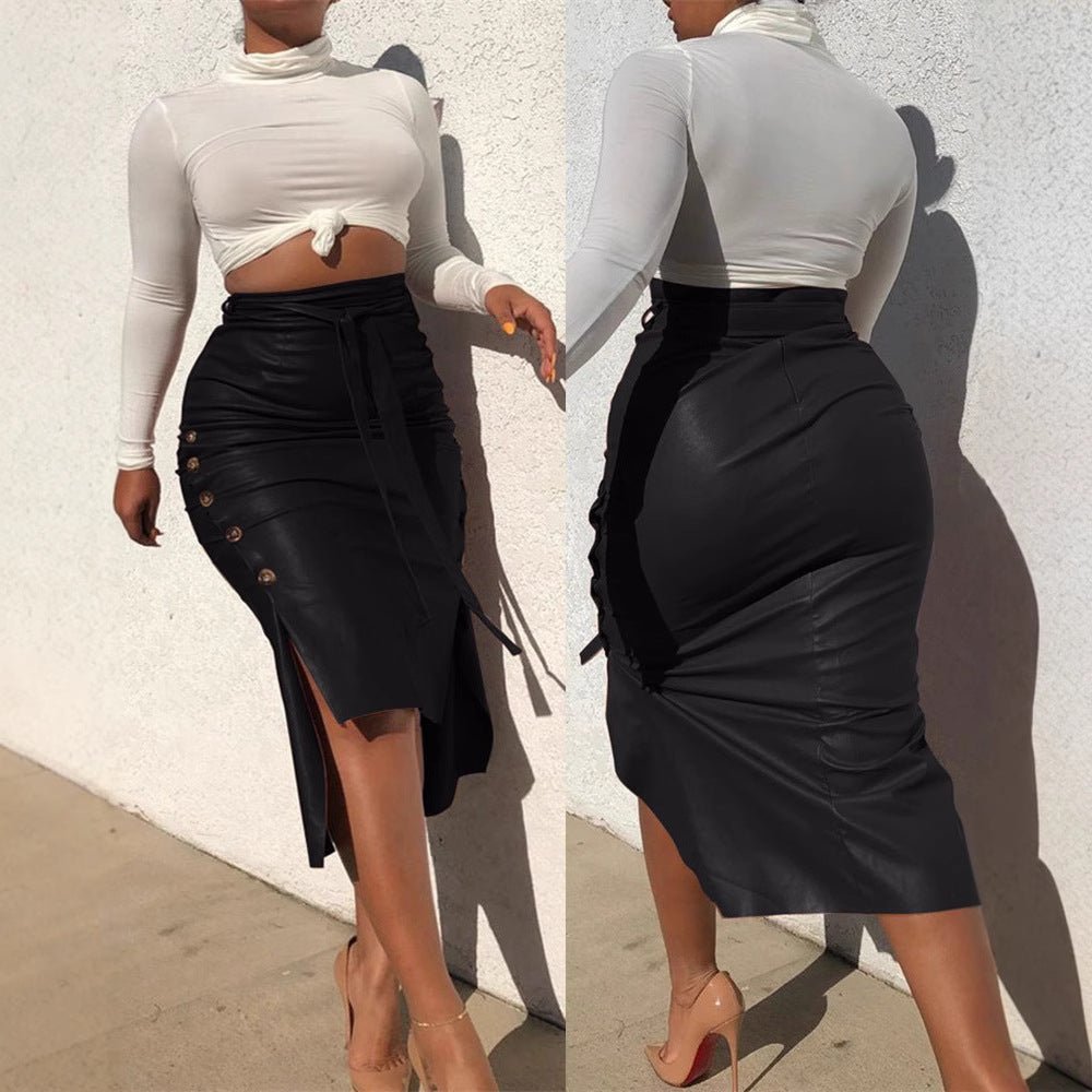 Cross-border foreign trade European and American leather skirt Amazon women's clothing hot sale split slim mid-length hip half PU skirt generation hair - F.MarketWine Red / SF.MarketSCross-border foreign trade European and American leather skirt Amazon women's clothing hot sale split slim mid-length hip half PU skirt generation hairCross-border foreign trade European and American leather skirt Amazon women's clothing hot sale split slim mid-length hip half PU skirt generation hair