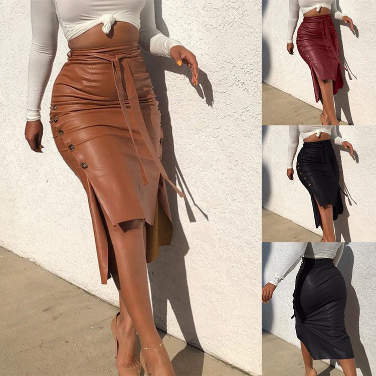 Cross-border foreign trade European and American leather skirt Amazon women's clothing hot sale split slim mid-length hip half PU skirt generation hair - F.MarketWine Red / SF.MarketSCross-border foreign trade European and American leather skirt Amazon women's clothing hot sale split slim mid-length hip half PU skirt generation hairCross-border foreign trade European and American leather skirt Amazon women's clothing hot sale split slim mid-length hip half PU skirt generation hair