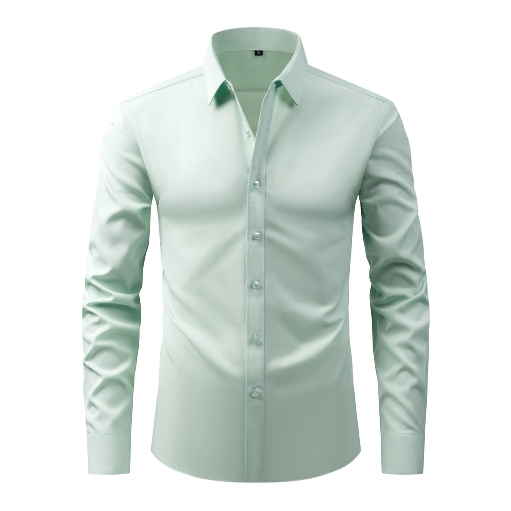 Cross-Border Four-Way Stretch Shirt Men's Shirt Wrinkle-Free and Anti-Wrinkle Amazon Export Thin Cardigan Long-Sleeved Shirt for Men - F.MarketC3207 light green (natural color buttons) / 44/XLF.Market44/XLCross-Border Four-Way Stretch Shirt Men's Shirt Wrinkle-Free and Anti-Wrinkle Amazon Export Thin Cardigan Long-Sleeved Shirt for MenCross-Border Four-Way Stretch Shirt Men's Shirt Wrinkle-Free and Anti-Wrinkle Amazon Export Thin Cardigan Long-Sleeved Shirt for Men