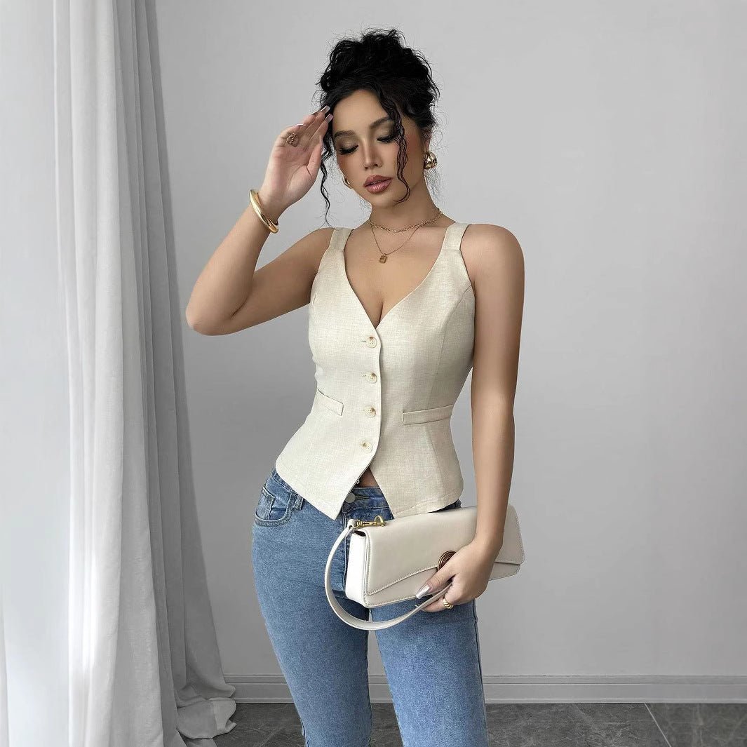 Fashionable Summer V-Neck Open Front Fitted Vest Top for Men Slim Fit with Button Closure, Casual Wear - F.Market3543D698D82A474DA88A9D36C06614F7eproloSFashionable Summer V-Neck Open Front Fitted Vest Top for Men Slim Fit with Button Closure, Casual WearFashionable Summer V-Neck Open Front Fitted Vest Top for Men Slim Fit with Button Closure, Casual Wear