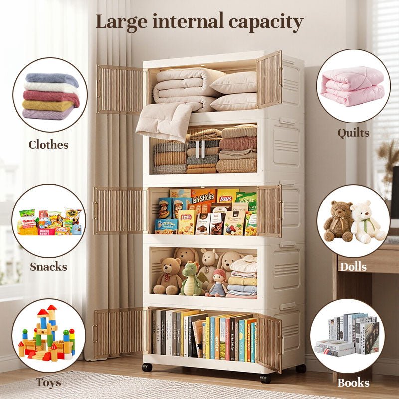 Folding Storage Cabinet with Wheels, 3/4 Tier Stackable Wardrobe Closet Organizer - F.MarketFC65FE8F1DC44DC3B0E668F4559AA2C4eprolo3Folding Storage Cabinet with Wheels, 3/4 Tier Stackable Wardrobe Closet OrganizerFolding Storage Cabinet with Wheels, 3/4 Tier Stackable Wardrobe Closet Organizer