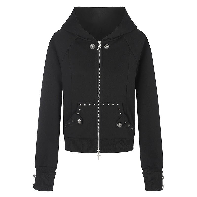 Grey nail style double bag hooded sweatshirt with cross zipper jacket - F.MarketB7F548D8333040BB88D8CC17CE740E8EeproloSGrey nail style double bag hooded sweatshirt with cross zipper jacketGrey nail style double bag hooded sweatshirt with cross zipper jacket