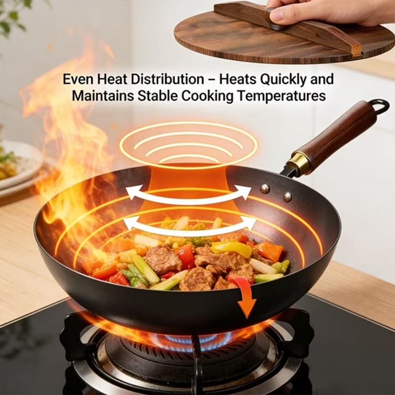 Hand-Forged Iron Wok 24/28cm Uncoated with Wood Lid for Induction Gas - F.Market6167529CFC93413DBA1DDFC8C2C95A6FeproloHand-Forged Iron Wok 24/28cm Uncoated with Wood Lid for Induction GasHand-Forged Iron Wok 24/28cm Uncoated with Wood Lid for Induction Gas